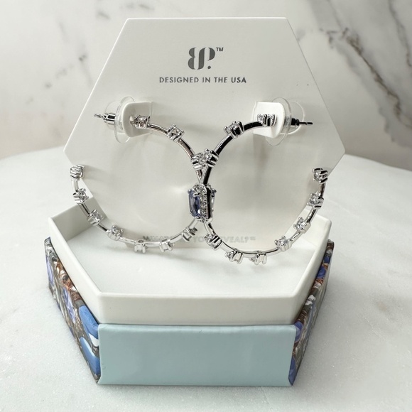 Bomb Party December She's Classic, Always Tanzanite Hoop Earrings RBP8495 NWT - Picture 4 of 7